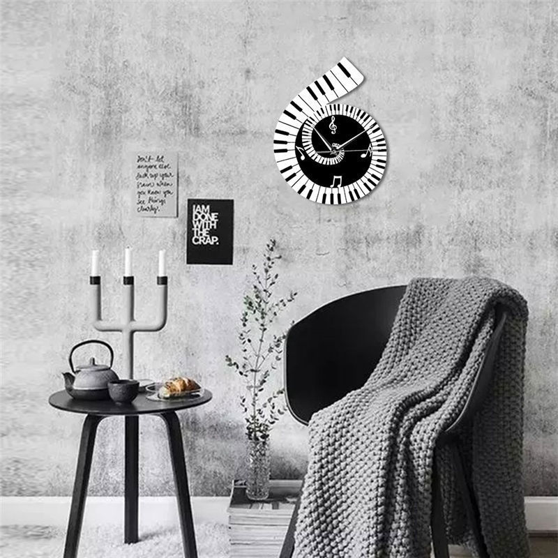 Decoration Wall Clock Treble Clef Piano Keyboard Musical Notes Irregular Decoration Clock Wall Clock Cross-border - iztia