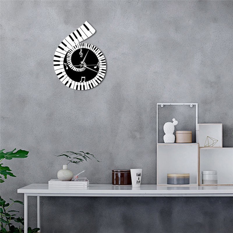 Decoration Wall Clock Treble Clef Piano Keyboard Musical Notes Irregular Decoration Clock Wall Clock Cross-border - iztia