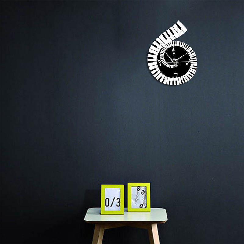 Decoration Wall Clock Treble Clef Piano Keyboard Musical Notes Irregular Decoration Clock Wall Clock Cross-border - iztia