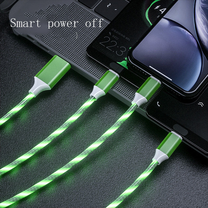 3 In 1 Micro USB Type C Cable LED Flowing Light Type C Chager Cable Mobile Phone Charging Wire - iztia