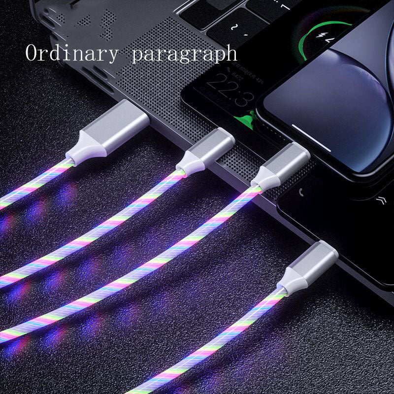 3 In 1 Micro USB Type C Cable LED Flowing Light Type C Chager Cable Mobile Phone Charging Wire - iztia