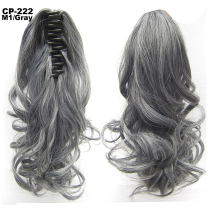 Long Wave Ponytail Wrap Around Ponytail Clip In Hair Headwear Gray Hairpiece Natural Extensions - iztia