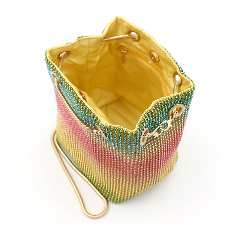 Net Red Rainbow Bucket Diamond Bag - iztia