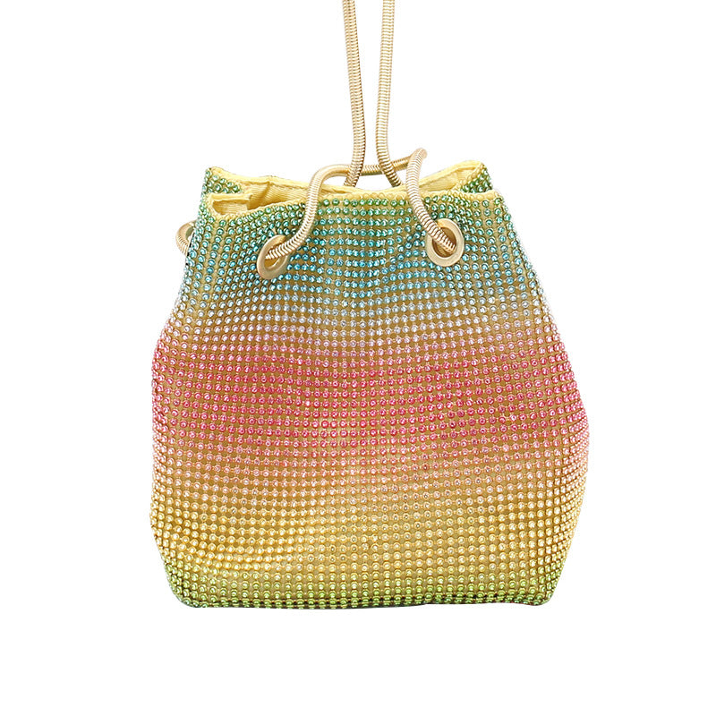 Net Red Rainbow Bucket Diamond Bag - iztia