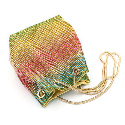 Net Red Rainbow Bucket Diamond Bag - iztia