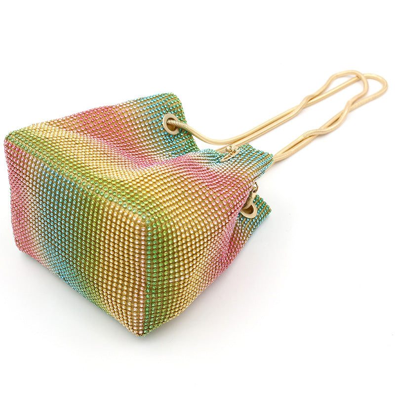 Net Red Rainbow Bucket Diamond Bag - iztia