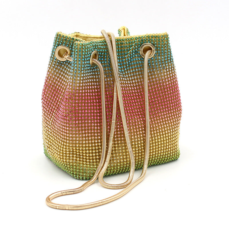 Net Red Rainbow Bucket Diamond Bag - iztia