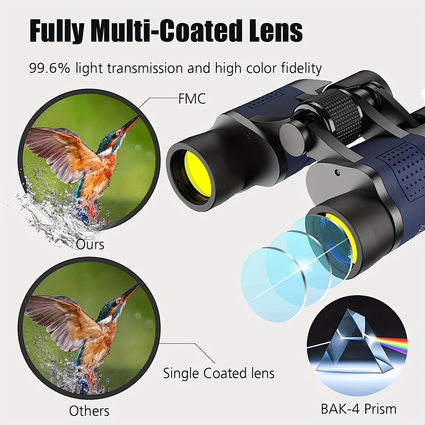 60x60 High Power Binoculars With Coordinates Portable Telescope LowLight Night Vision For Hunting Sports Travel Sightseeing - iztia