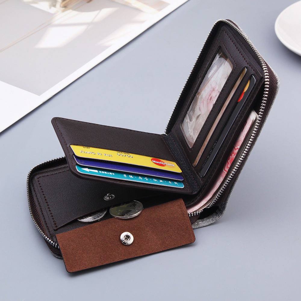 Mens Canvas Short Multifunctional Wallet - iztia