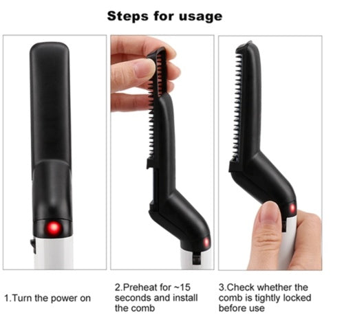 Hair Straightener Men Multifunctional Comb Curling Electric Brush Professional Hair Comb Brush Beard Straightener Hair Curler Fast Heating Styling Tools - iztia