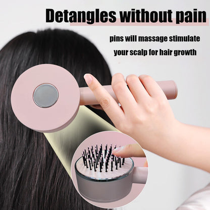 One-key Self-cleaning Hair Brush For Women Curly Hair Brush  Anti-Static Airbag Massage Comb  Airbag Massage Scalp Comb Professional Detangling One-key Self-cleaning - iztia