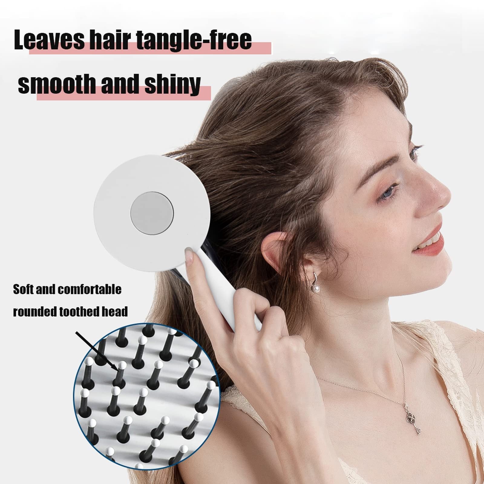 One-key Self-cleaning Hair Brush For Women Curly Hair Brush  Anti-Static Airbag Massage Comb  Airbag Massage Scalp Comb Professional Detangling One-key Self-cleaning - iztia