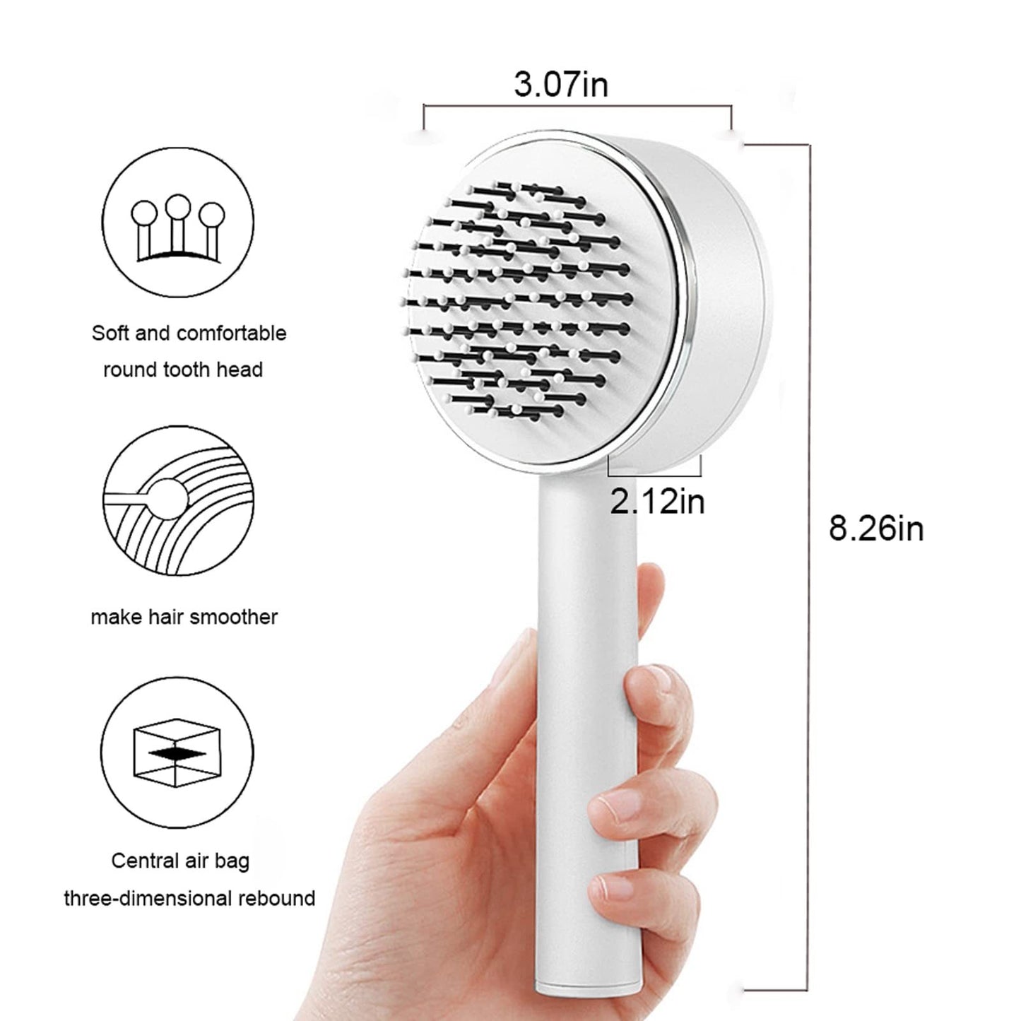 One-key Self-cleaning Hair Brush For Women Curly Hair Brush  Anti-Static Airbag Massage Comb  Airbag Massage Scalp Comb Professional Detangling One-key Self-cleaning - iztia