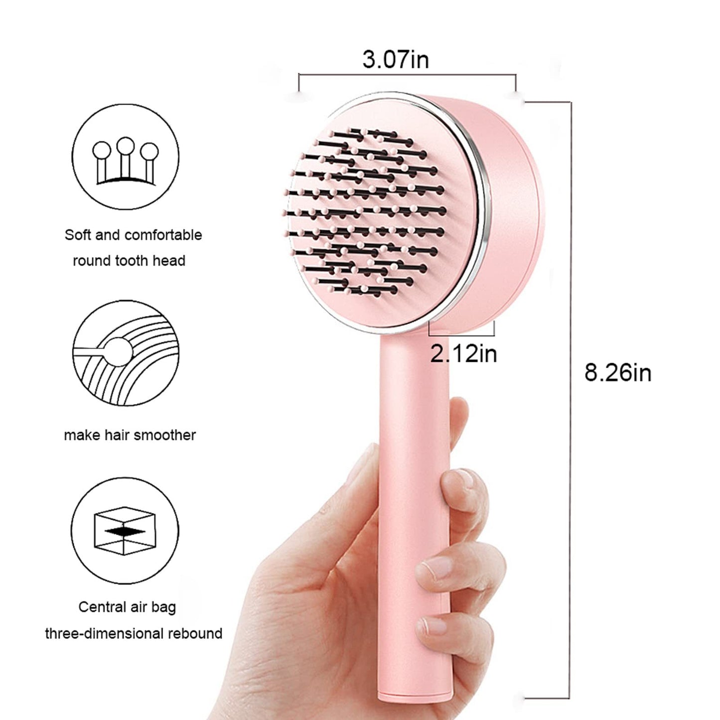 One-key Self-cleaning Hair Brush For Women Curly Hair Brush  Anti-Static Airbag Massage Comb  Airbag Massage Scalp Comb Professional Detangling One-key Self-cleaning - iztia