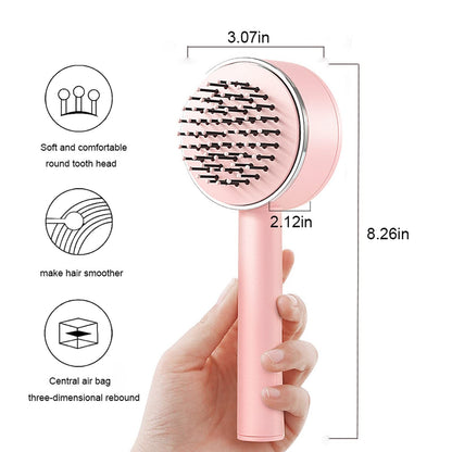 One-key Self-cleaning Hair Brush For Women Curly Hair Brush  Anti-Static Airbag Massage Comb  Airbag Massage Scalp Comb Professional Detangling One-key Self-cleaning - iztia