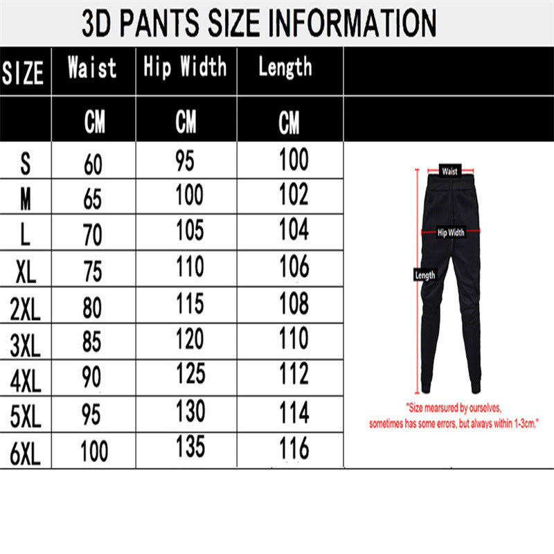 European and American Leisure Sports 3D Digital Printing Loose Couple Pants - iztia