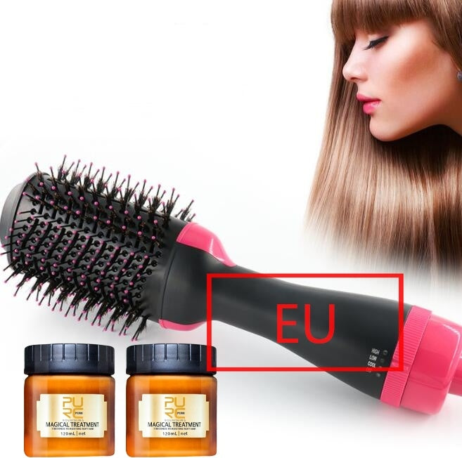 One-Step Electric Hair Dryer Comb Multifunctional Comb Straightener Hair Curling - iztia