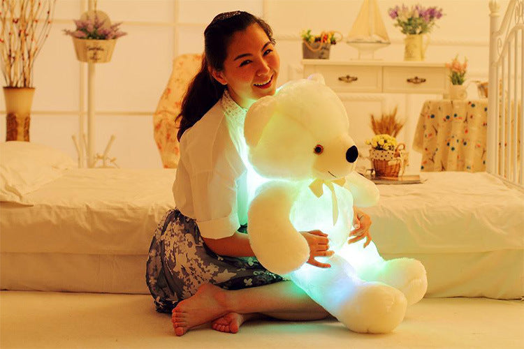 Creative Light Up LED Teddy Bear Stuffed Animals Plush Toy Colorful Glowing Christmas Gift For Kids Pillow - iztia