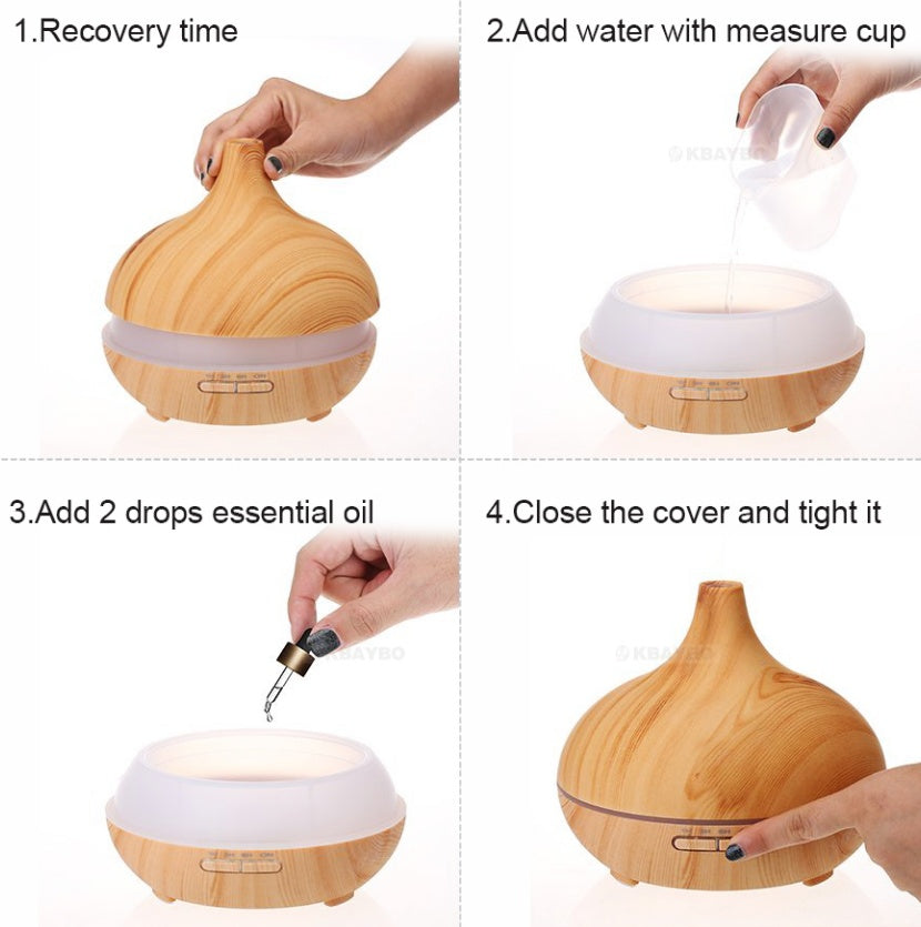 Ultrasonic Aroma Diffuser Humidifier Wood Grain - iztia