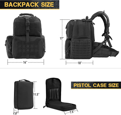 Tactical Range Backpack Bag, VOTAGOO Range Activity Bag For Handgun And Ammo, 3 Pistol Carrying Case For Hunting Shooting - iztia