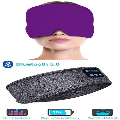 Wireless Bluetooth Sleeping Headphones Headband Thin Soft Elastic Comfortable Music Ear Phones Eye Mask For Side Sleeper Sports - iztia