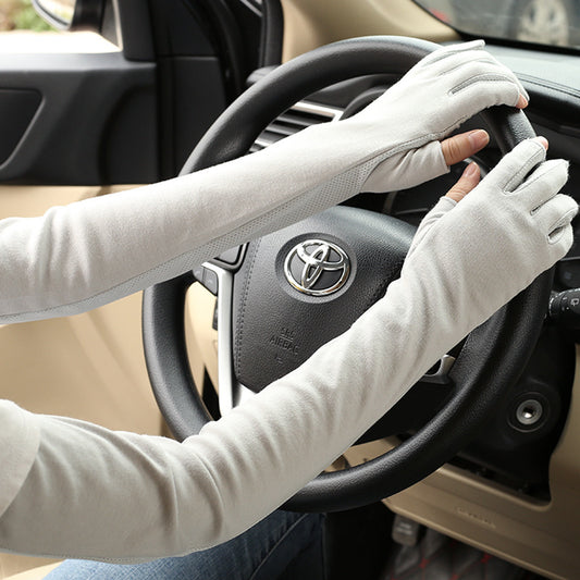 Driving Sun Protection Gloves Women's Thin Cotton Oversleeves - iztia