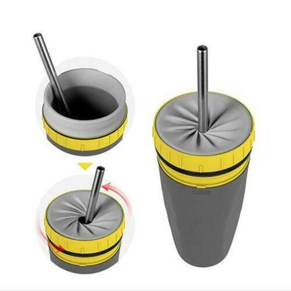 No Cover Twist Cup Travel Portable Cup Double Insulation Tumbler Straw Sippy Water Bottles Portable For Children Adults - iztia