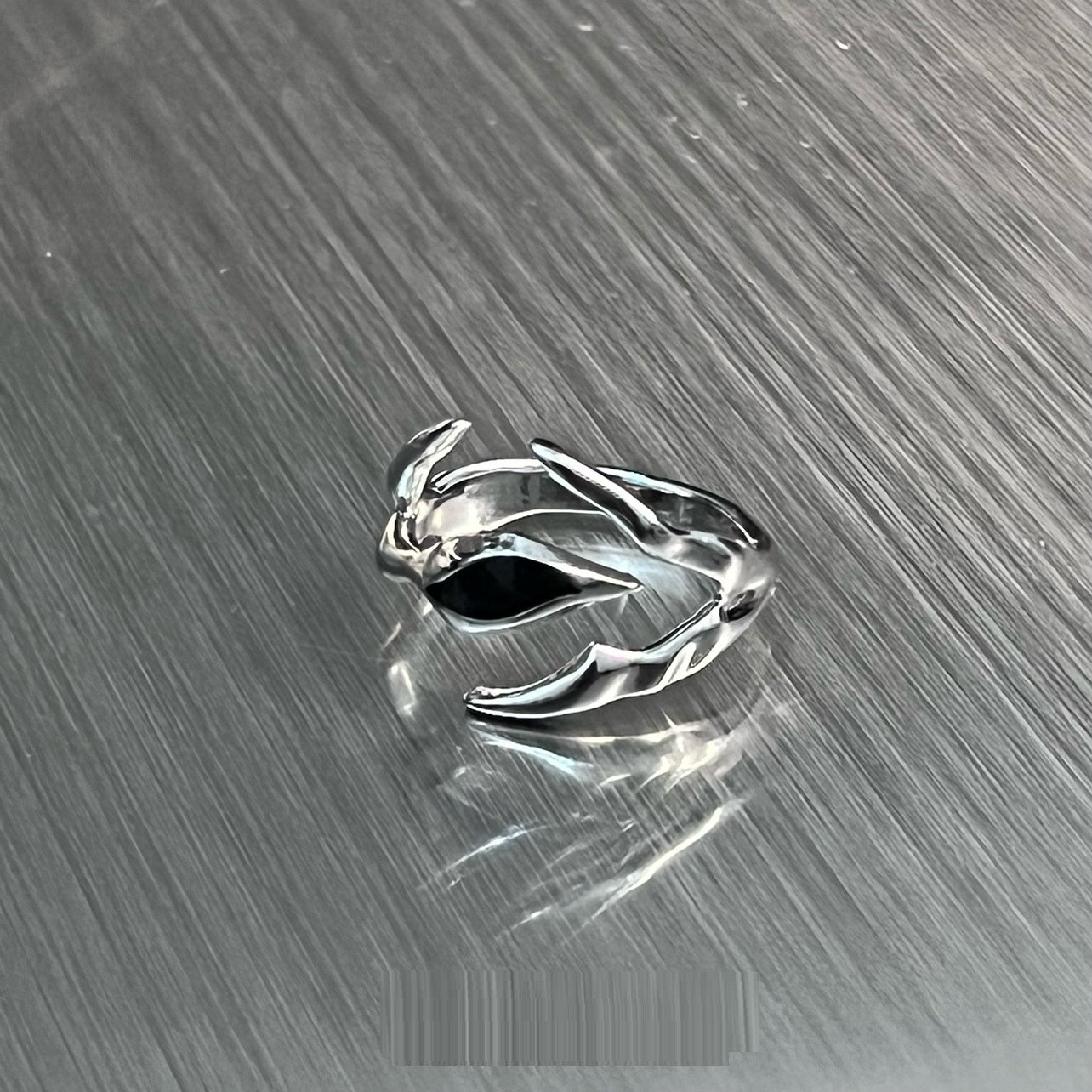 Irregular Shaped Black Onyx Metal Ring Street Tide Special-interest Design High Sense Men And Women - iztia