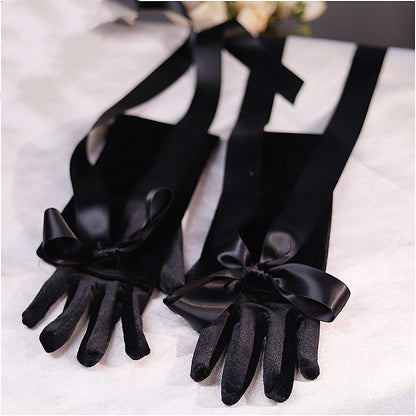 French Retro Hepburn High-end Long Black Gloves - iztia