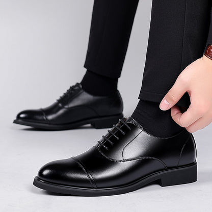 Leather Shoes Men's Height Increasing Insole Pointed Toe Wedding Shoes - iztia