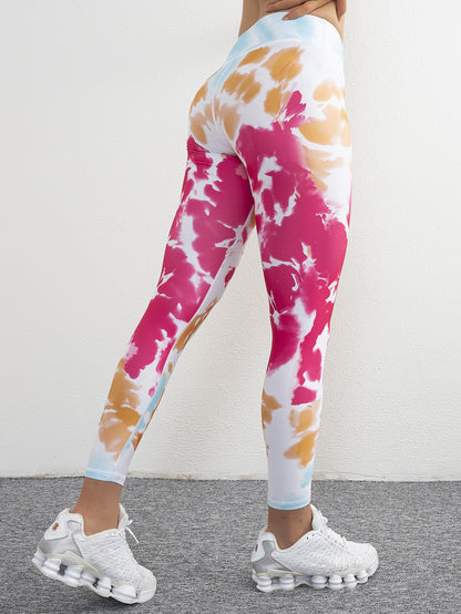 Tie Dye Yoga Pants Women's High Waist Hip Lift Fitness Running Outerwear - iztia