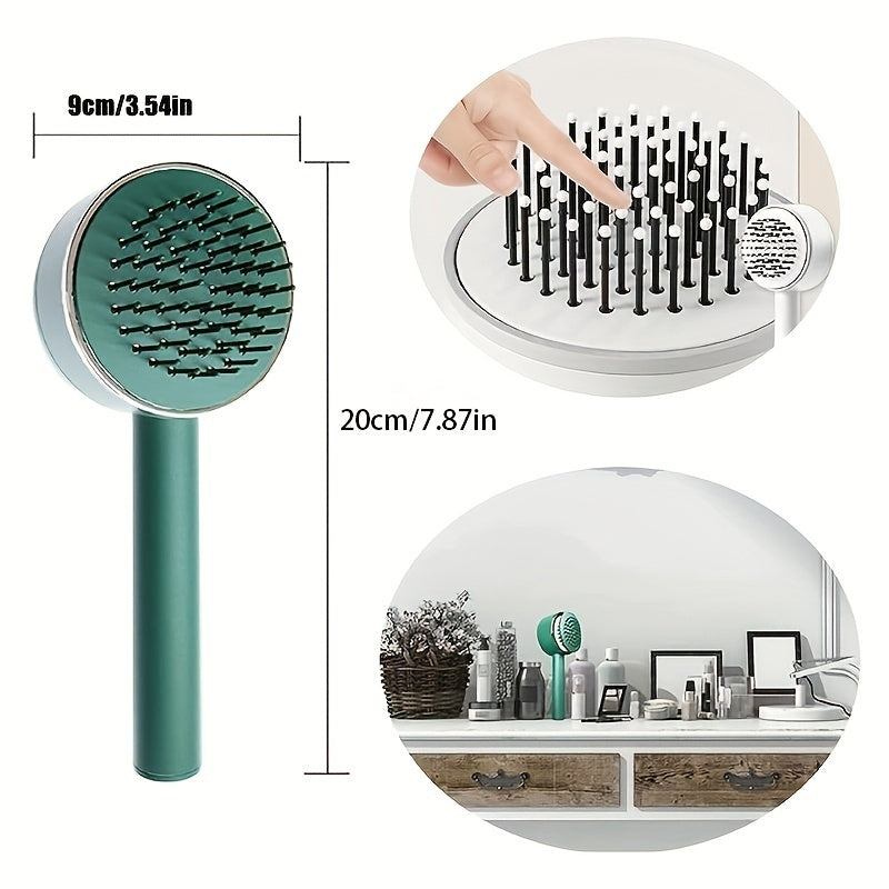 One-key Self-cleaning Hair Brush For Women Curly Hair Brush  Anti-Static Airbag Massage Comb  Airbag Massage Scalp Comb Professional Detangling One-key Self-cleaning - iztia