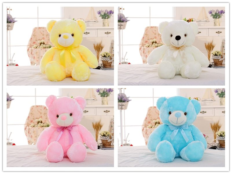 Creative Light Up LED Teddy Bear Stuffed Animals Plush Toy Colorful Glowing Christmas Gift For Kids Pillow - iztia