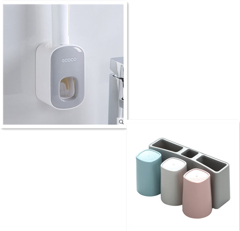 Wall Mounted Automatic Toothpaste Holder Bathroom Accessories Set Dispenser - iztia