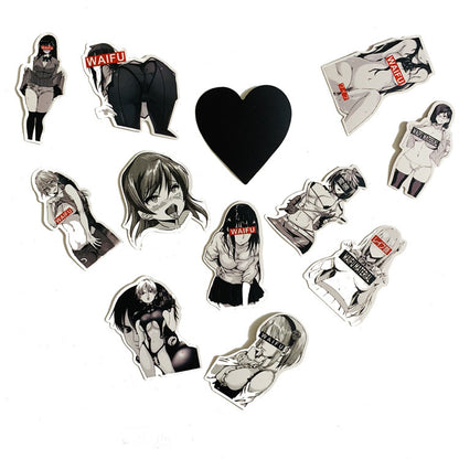 30 black and white bunny girl stickers - iztia