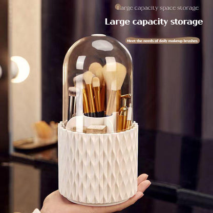 360 Rotating Large Capacity Transparent Makeup Brush Storage Pen Holder Acrylic Dust With Lid Desktop Cosmetic Storage Box - iztia