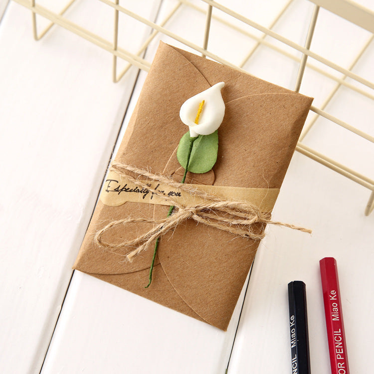 Creative kraft dried flower greeting card - iztia