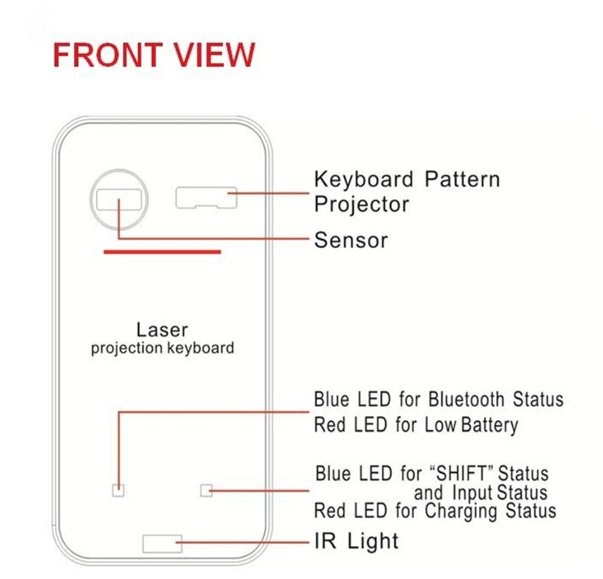 LEING FST Virtual Laser Keyboard Bluetooth Wireless Projector Phone Keyboard For Computer Pad Laptop With Mouse Function - iztia