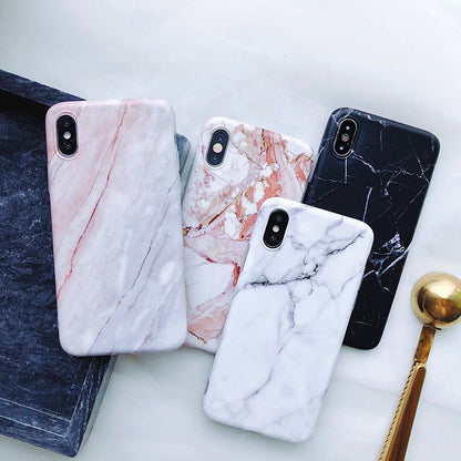 Compatible with Apple, Luxury marble phone case for iPhone 7 case for iphone X 7 6 6S 8 Plus 6S case cover XR XS MXA silicon case - iztia