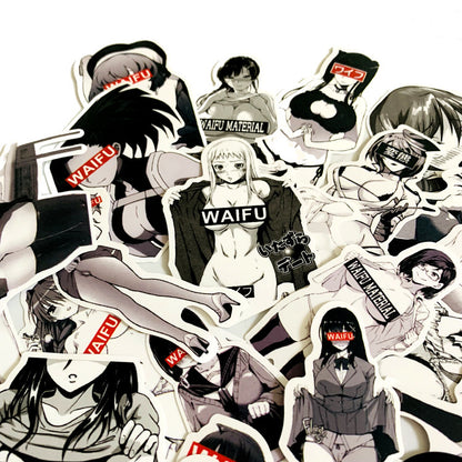 30 black and white bunny girl stickers - iztia