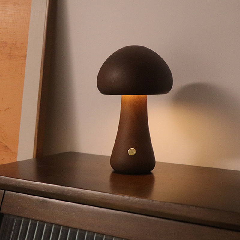 INS Wooden Cute Mushroom LED Night Light With Touch Switch  Bedside Table Lamp For Bedroom Childrens Room Sleeping Night Lamps Home Decor - iztia