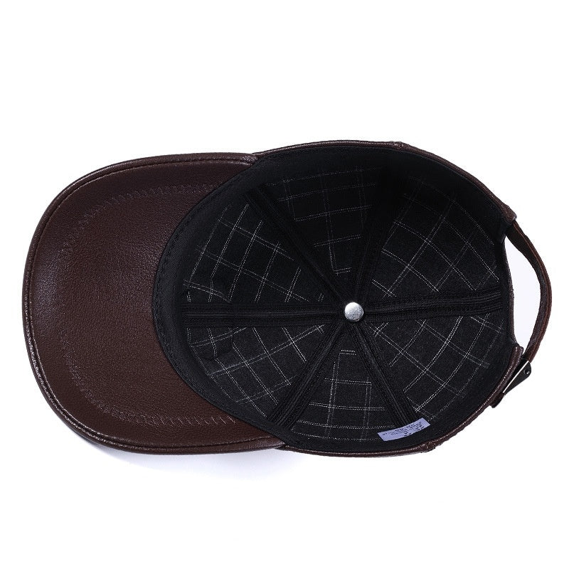 Genuine Leather Peaked Cap Men's And Women's Casual Goat Skin - iztia