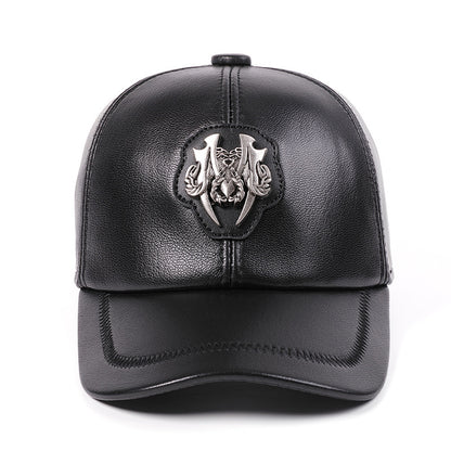 Genuine Leather Peaked Cap Men's And Women's Casual Goat Skin - iztia