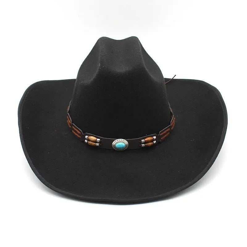 Woolen Hat, Turquoise Belt, Western Denim - iztia