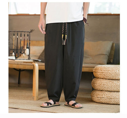 New Chinese Style Men's Yamamoto Yaosi Ice Silk Drape Profile Harem Pants Men - iztia