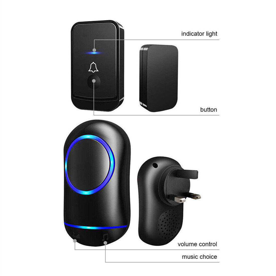 Wireless Door Bells Waterproof Long Range Plug In Home Cordless Doorbell - iztia