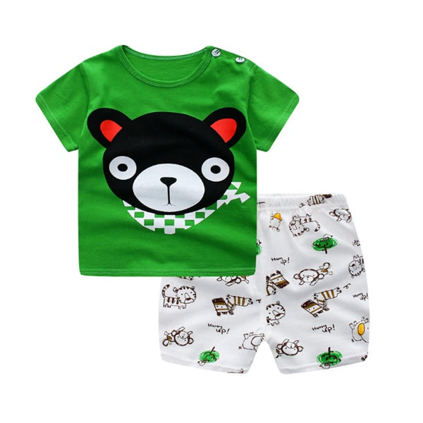 Cartoon Clothing Baby Boy Summer Clothes T-shirt Baby Girl Casual Clothing Sets - iztia