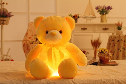 Creative Light Up LED Teddy Bear Stuffed Animals Plush Toy Colorful Glowing Christmas Gift For Kids Pillow - iztia