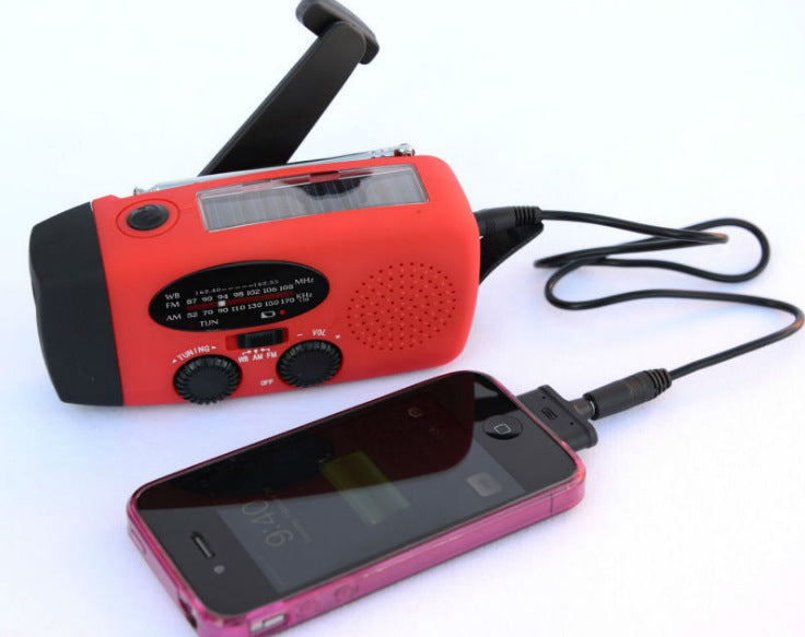 Solar hand crank USB charging radio flashlight - iztia