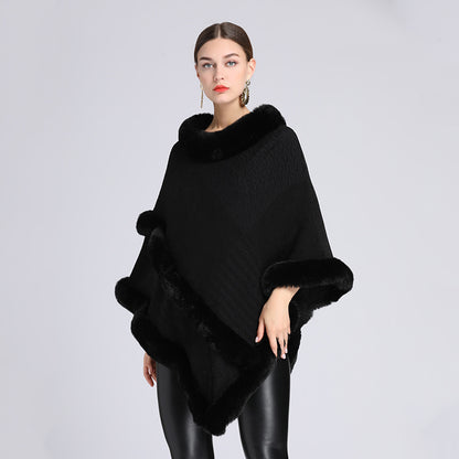 Imitation Rex Rabbit Fur Collar Cape And Shawl - iztia